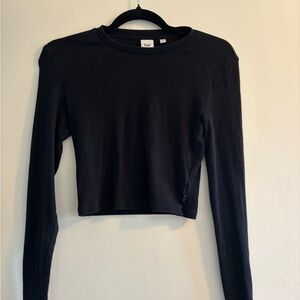 TNA Black Fitted Long Sleeve Crop Tee